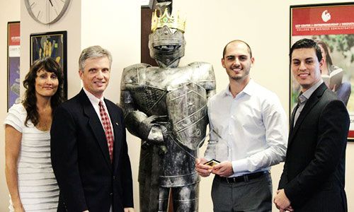 Spring 2013 Business Model Competition. Winner Tyler Salem is second from right.