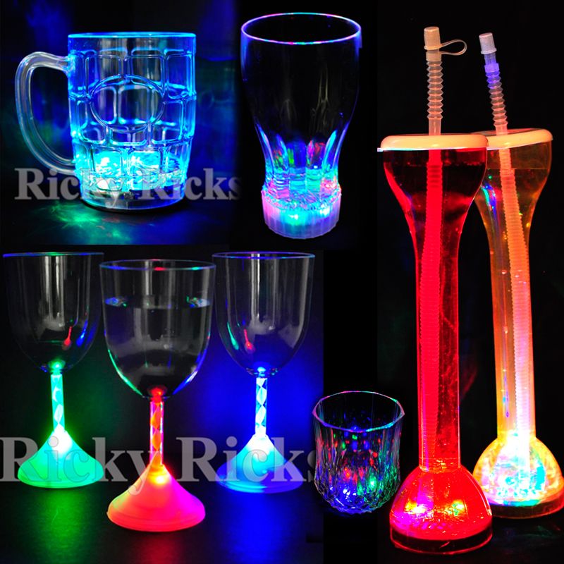 LED LightUp Drink Glasses Flashing Acrylic Blinking Cola Beer Glass