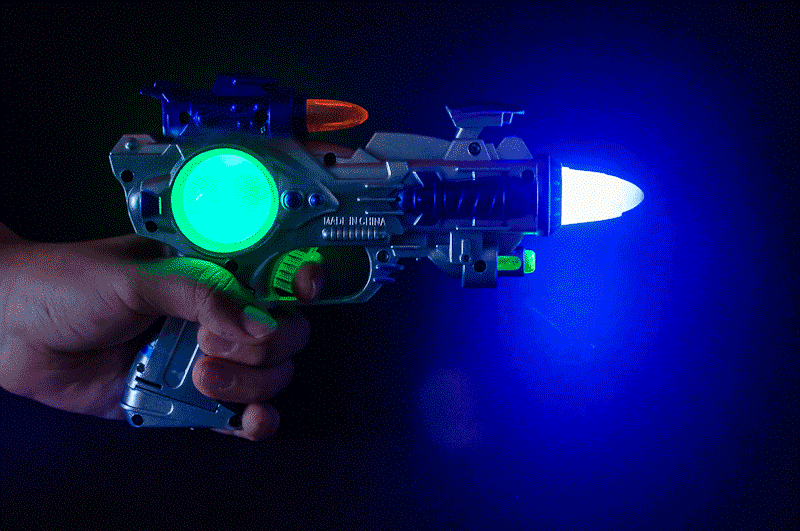 LED Space Toy Gun Light Up Pistol Flashing Multi Color Sound Effects