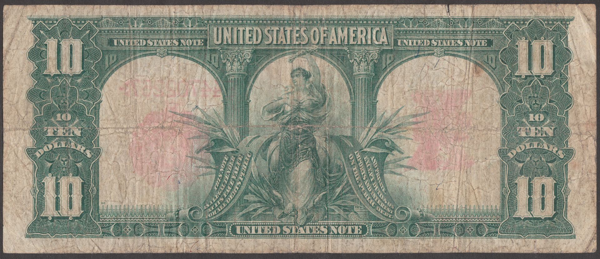 FR122 FINE+ BISON NOTE 1901 $10.00 HV1103  