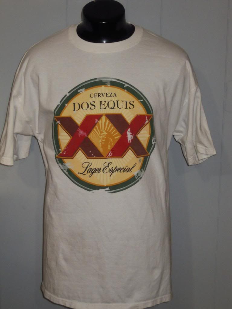 Dos Equis Lager Especial Cerveza Beer Casual Bar T Shirt XL White