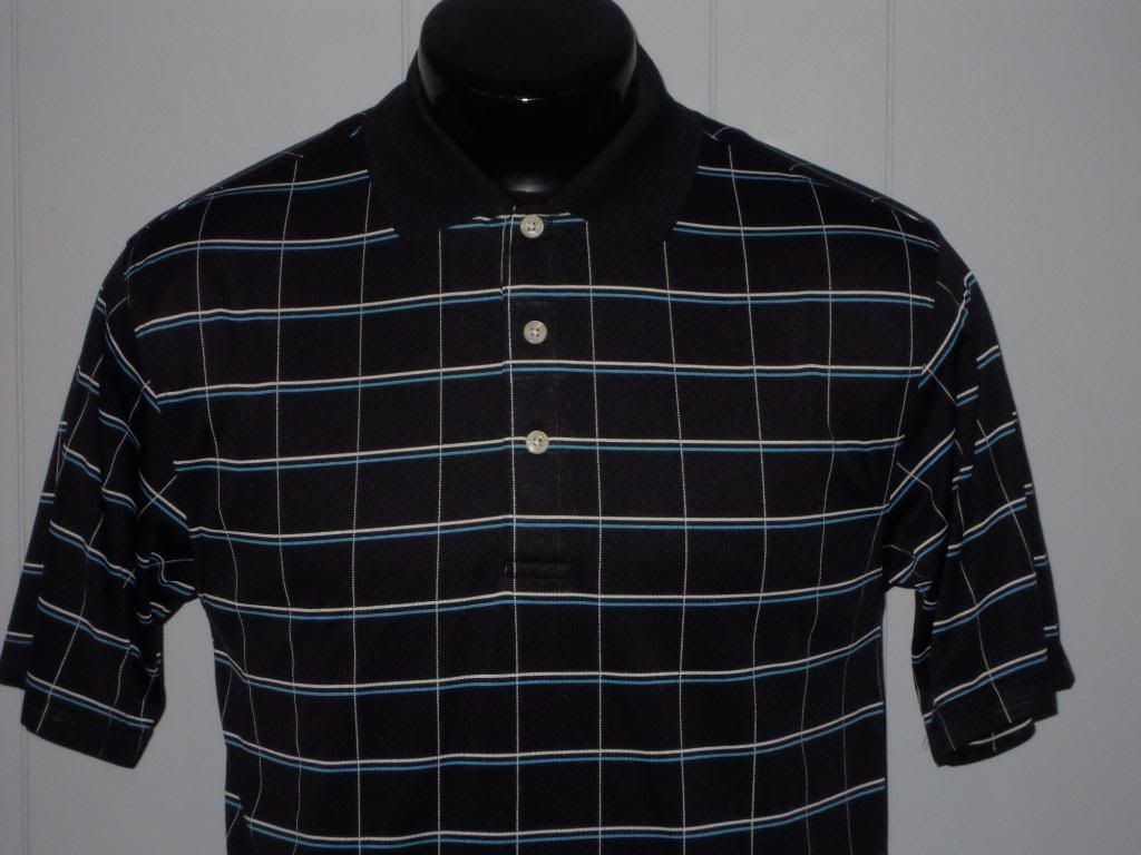 Grand Slam Golf Simple Plaid Golf Polo Casual Shirt s Black Blue NWOT'S