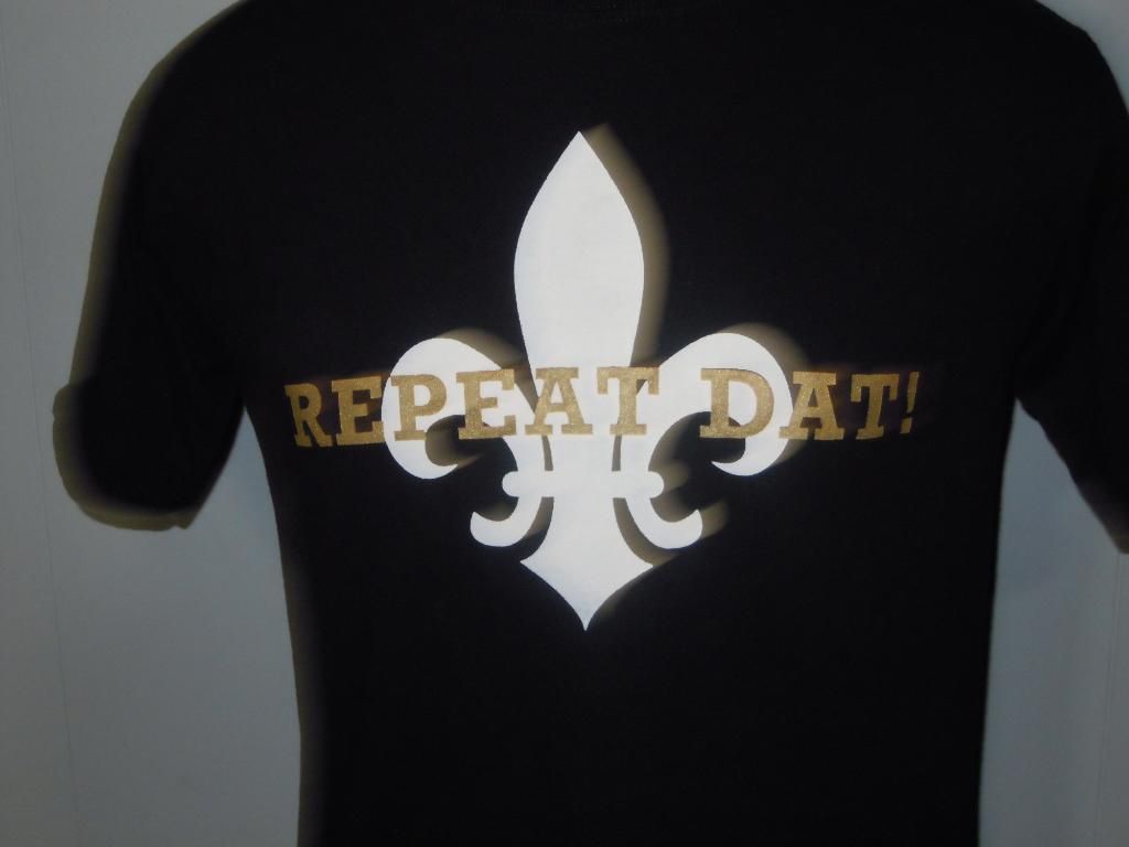 New Orleans Saints Black Who DAT Fleur de Lis T Shirt M Pristine