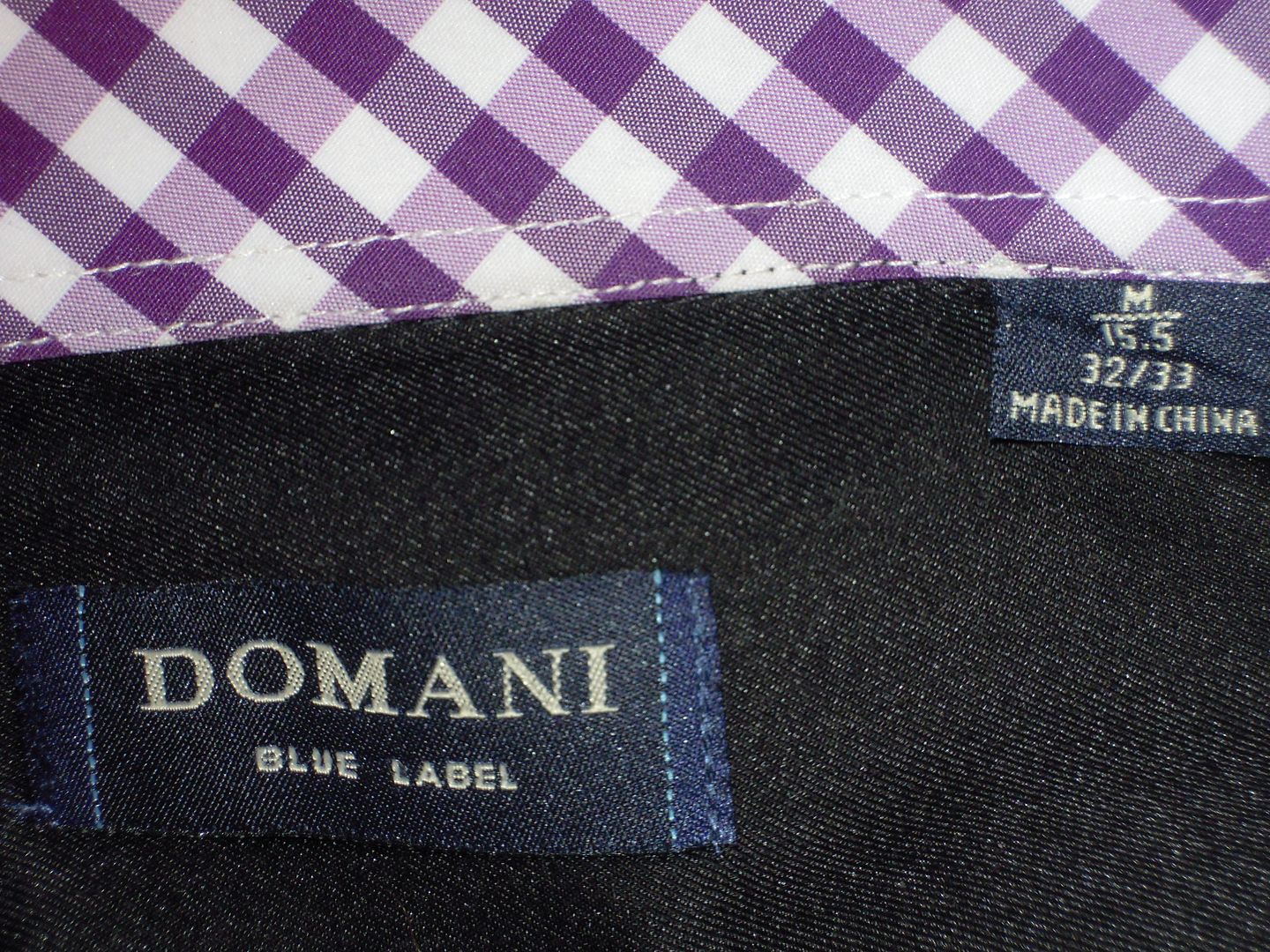 Domani Blue Label Black Purple Check L Sleeve Flip Cuff Rock Music Club Shirt M