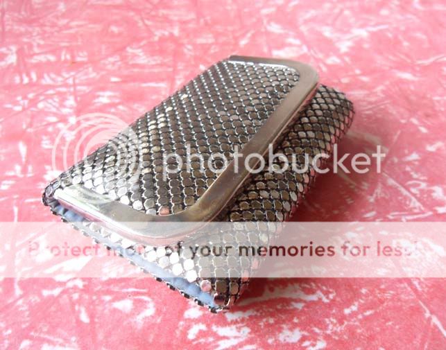 Vintage Cherry Dot Silver Metal Mesh KEYS WALLET   VGC  