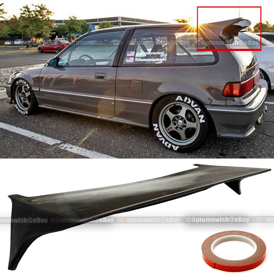 Details about For 88-91 JDM Honda Civic Hatchback SI J Style Rear Trunk Lip  Roof Wing Spoiler