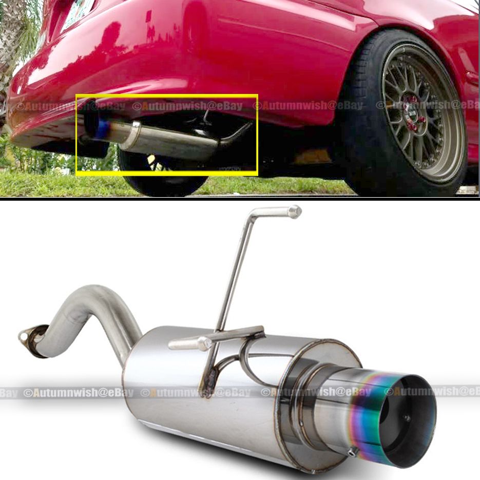 Fit 92-00 Civic 2/4DR Stainless Steel Bolt On Axle Back Exhaust Muffler Silencer