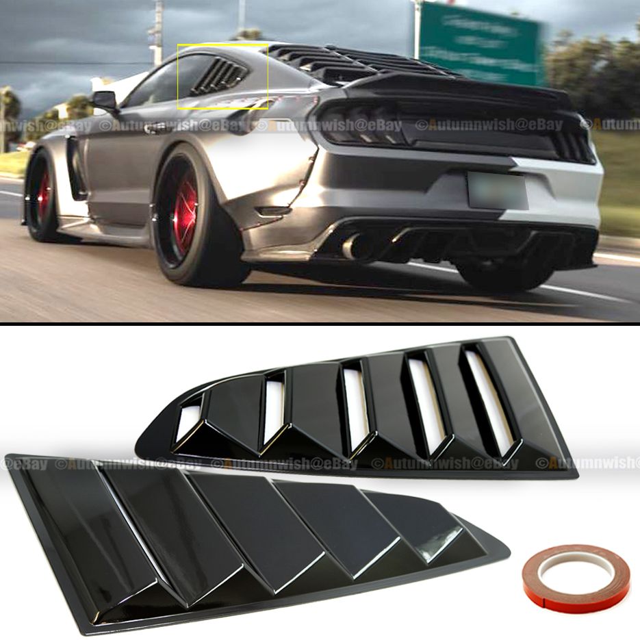 1//4 Quarter Black Side Window Louvers Scoop Cover Vent For 15-17 Ford Mustang