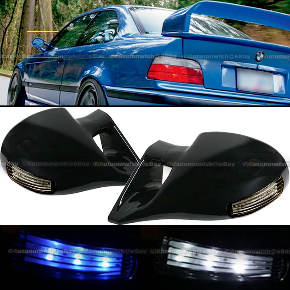For 06-10 Civic 2DR M-3 Style LED Signal Powered Glossy Black Side View Mirror