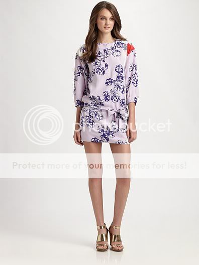 2012 Diane von Furstenberg Julieta Printed Silk Belt Shirtdress 