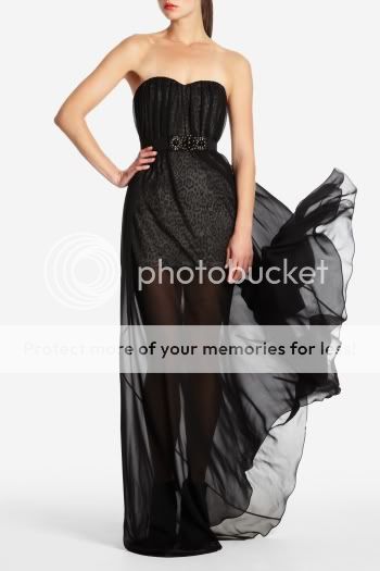 BCBG Astrid Strapless Chiffon Belted Dress 0 2 XS